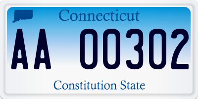 CT license plate AA00302