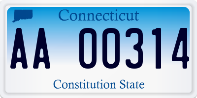 CT license plate AA00314