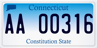 CT license plate AA00316