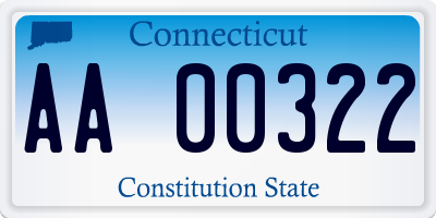 CT license plate AA00322