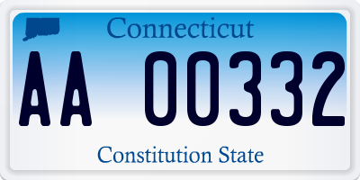 CT license plate AA00332