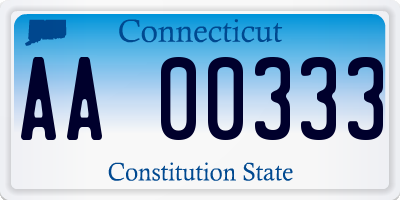 CT license plate AA00333