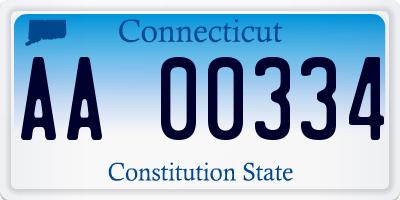 CT license plate AA00334