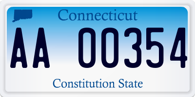 CT license plate AA00354