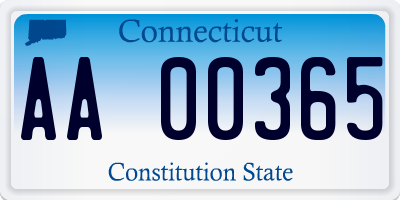 CT license plate AA00365