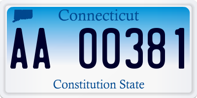 CT license plate AA00381