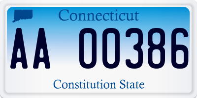 CT license plate AA00386