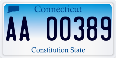 CT license plate AA00389