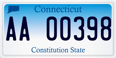 CT license plate AA00398