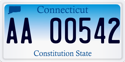 CT license plate AA00542