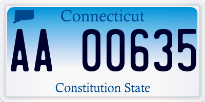 CT license plate AA00635