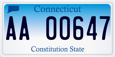 CT license plate AA00647