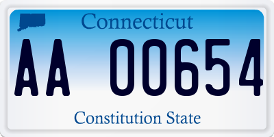 CT license plate AA00654