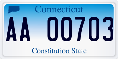 CT license plate AA00703