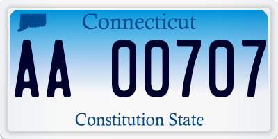 CT license plate AA00707