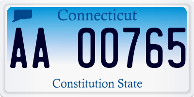 CT license plate AA00765