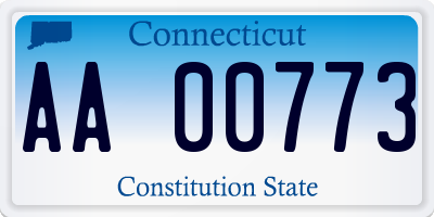 CT license plate AA00773