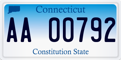 CT license plate AA00792