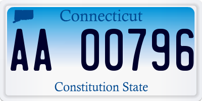 CT license plate AA00796