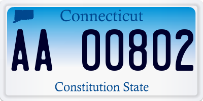 CT license plate AA00802