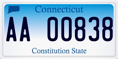 CT license plate AA00838