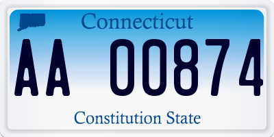 CT license plate AA00874