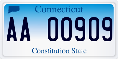 CT license plate AA00909