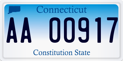 CT license plate AA00917