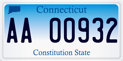 CT license plate AA00932