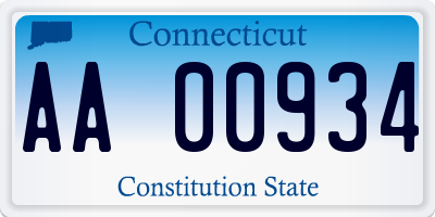 CT license plate AA00934