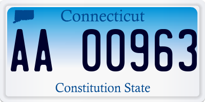 CT license plate AA00963