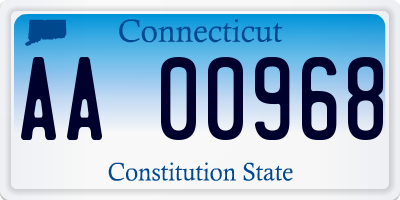 CT license plate AA00968