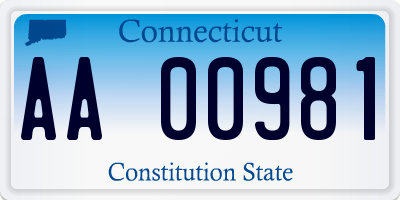 CT license plate AA00981