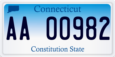 CT license plate AA00982