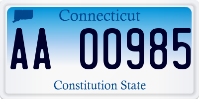 CT license plate AA00985