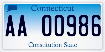 CT license plate AA00986