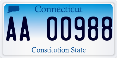 CT license plate AA00988