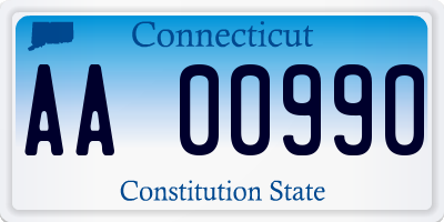 CT license plate AA00990