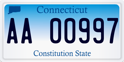 CT license plate AA00997
