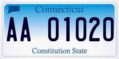 CT license plate AA01020