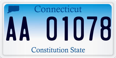 CT license plate AA01078