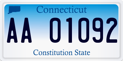 CT license plate AA01092