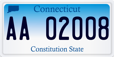 CT license plate AA02008