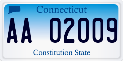 CT license plate AA02009