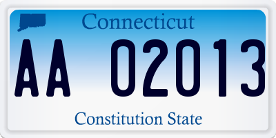 CT license plate AA02013