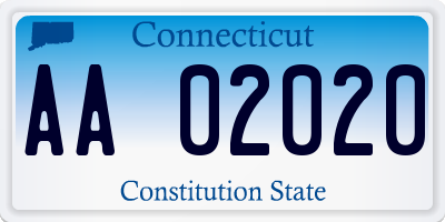 CT license plate AA02020