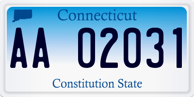 CT license plate AA02031