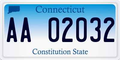 CT license plate AA02032