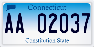 CT license plate AA02037