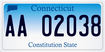 CT license plate AA02038